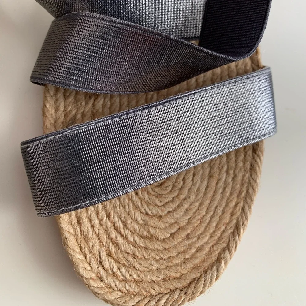 Eric Michael Sandals Women’s EUR Size 41 Metallic Espadrilles Wedges Jute Sling